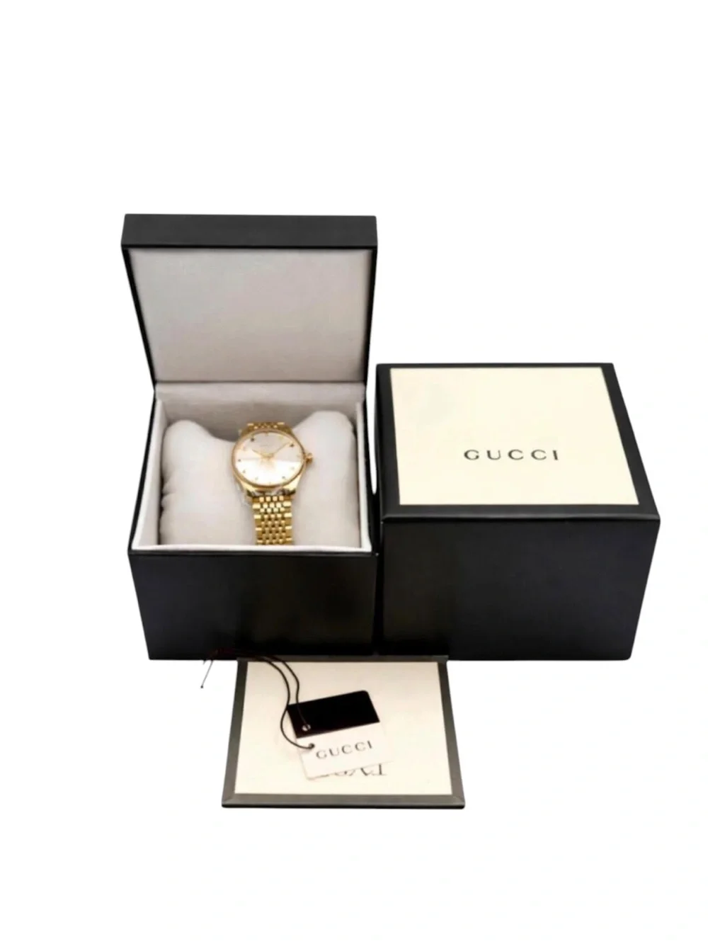 GUCCI G-Timeless Gold Steel Bee Star Dial Ladies Watch NWT YA1264155 Full Set